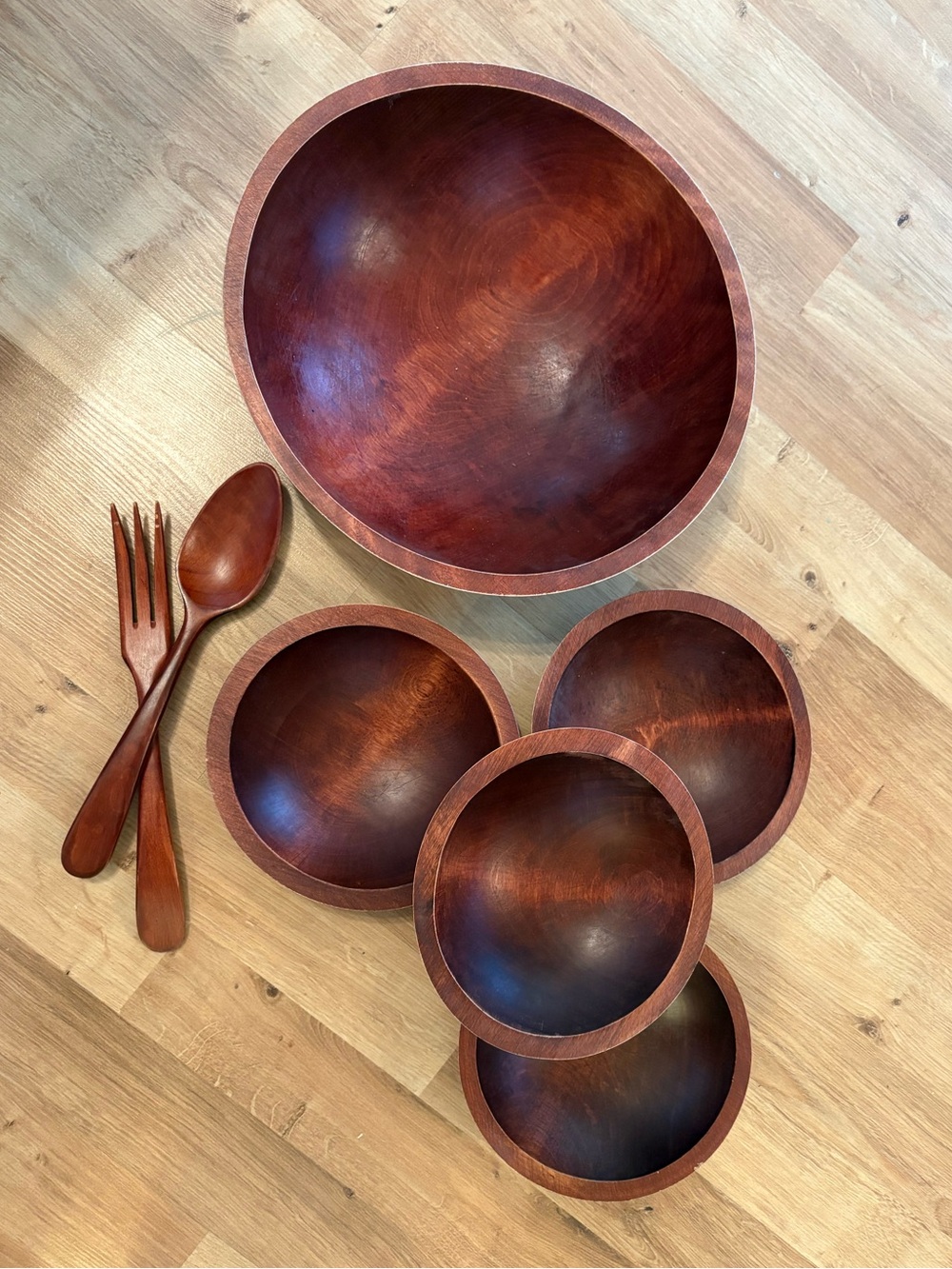 Vintage Barbocraft 7 Piece Wooden Salad Bowl Set